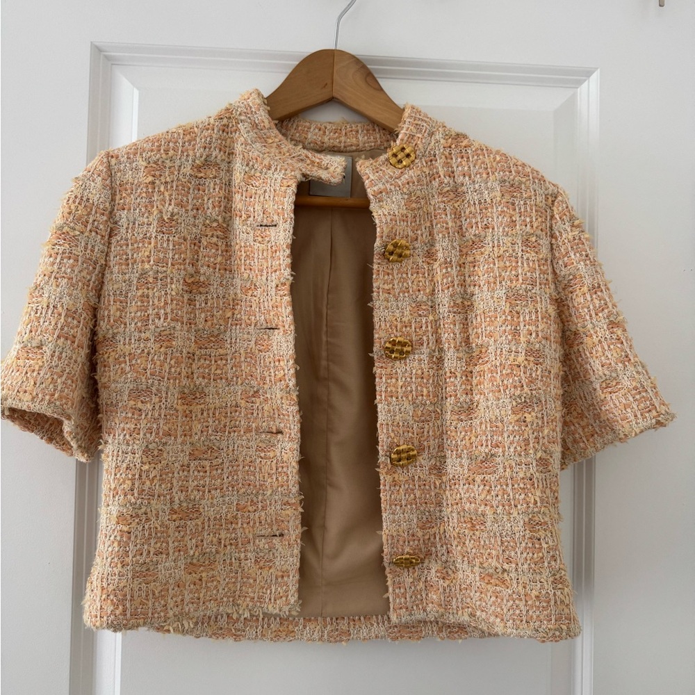 St. John Women's Tweed Blazer in Cream and Tan